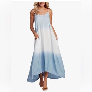 Mud Pie Sky Blue and White Maxi Dress